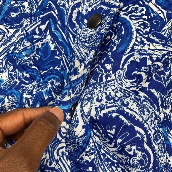 Chicos Quilted Casual Jacket Paisley Snap Button Long Sleeve Pockets 1 Medium - Picture 2 of 11